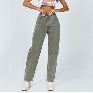 NWT Princess Polly Washed Green “Holly” Jeans